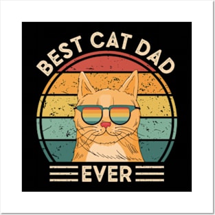 Vintage Best Cat Dad Ever Posters and Art